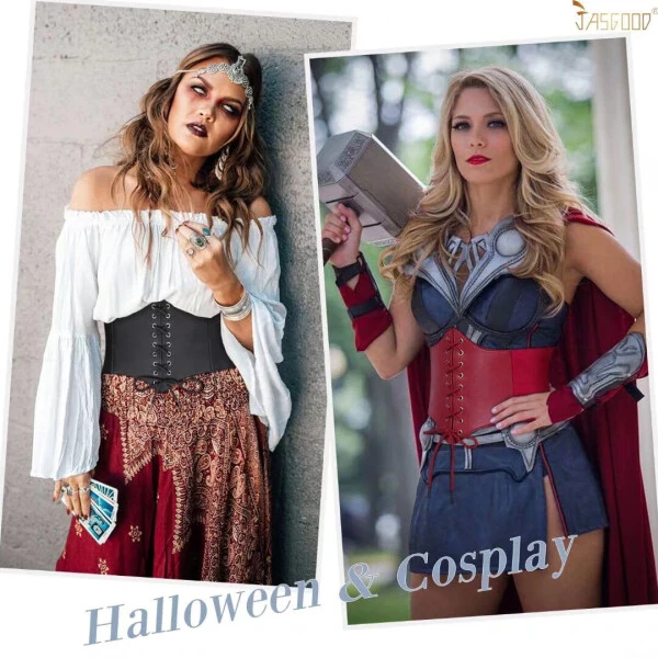 2PACKS JASGOOD Corset Belts for Women Wide Lace-up Leather Waist Belt for Dresses - JASGOOD (1)