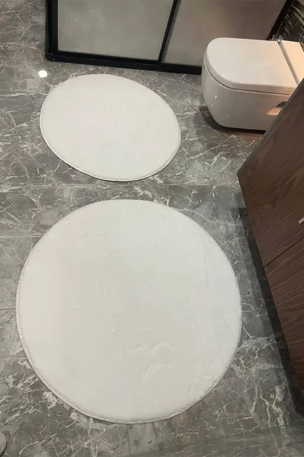 2pc Round Bathroom Rug Toilet Set 80x80 and 100x100 - 4