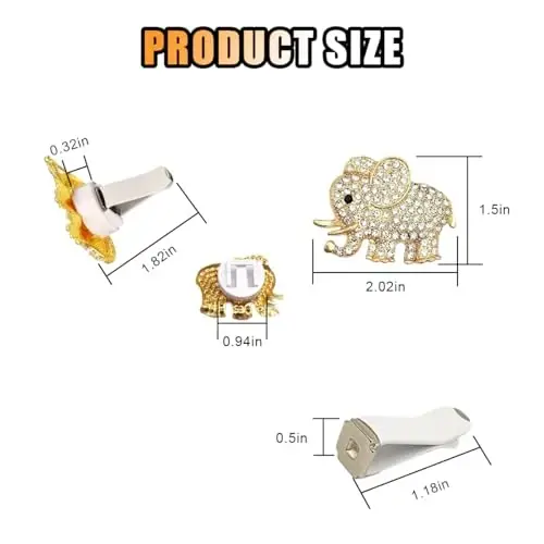 2PCS Crystal Diamond Elephant Bling Charms Car Air Vent Clip, Bling Car Interior Decorative Accessories for Women Girls - 2