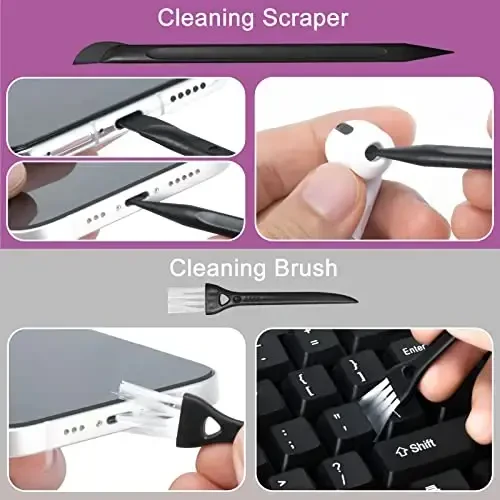 2Pcs Laptop Screen Monitor Cleaner Spray, walrfid Portable Phone Touchscreen and Car Screen Cleaning Kit for Cell Phones, Tablet, PC, Computer, iPhone, iPad, MacBook Pro - Grey and Purple - 3
