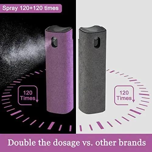 2Pcs Laptop Screen Monitor Cleaner Spray, walrfid Portable Phone Touchscreen and Car Screen Cleaning Kit for Cell Phones, Tablet, PC, Computer, iPhone, iPad, MacBook Pro - Grey and Purple - 5