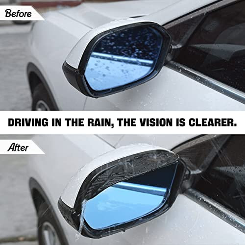 2PCS Smoke Visor Guards for Car Side Mirrors - Waterproof Carbon Fiber Auto Rain Eyebrows for Cars, Trucks and SUVs - Universal Fit (Black) - 5