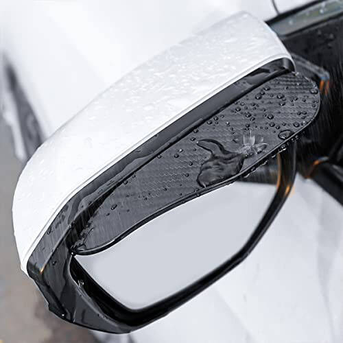 2PCS Smoke Visor Guards for Car Side Mirrors - Waterproof Carbon Fiber Auto Rain Eyebrows for Cars, Trucks and SUVs - Universal Fit (Black) - 6