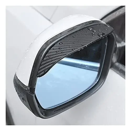 2PCS Smoke Visor Guards for Car Side Mirrors - Waterproof Carbon Fiber Auto Rain Eyebrows for Cars, Trucks and SUVs - Universal Fit (Black) - 1