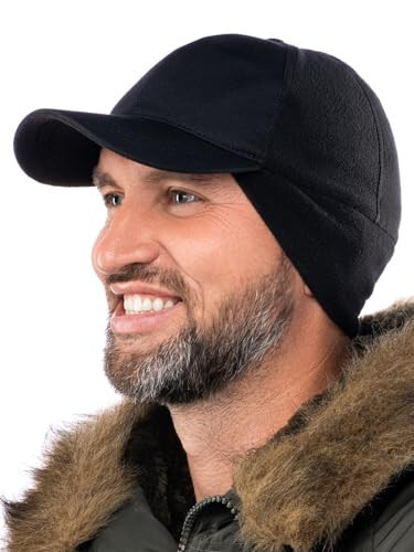 2SBR 2SABERS Men Winter Hat with Earflaps and Visor - Warm Trucker Baseball Cap Hat - 1