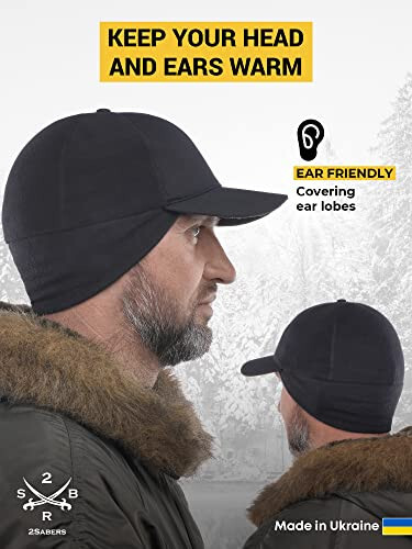 2SBR 2SABERS Men Winter Hat with Earflaps and Visor - Warm Trucker Baseball Cap Hat - 3