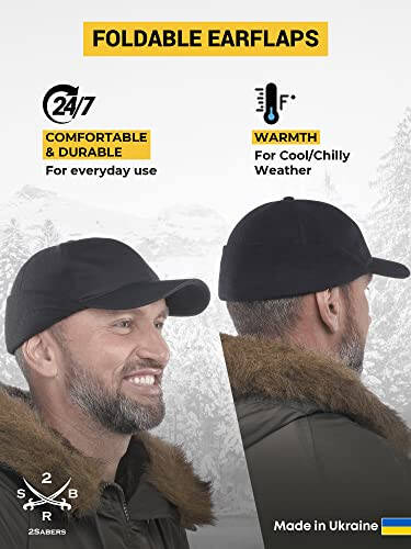 2SBR 2SABERS Men Winter Hat with Earflaps and Visor - Warm Trucker Baseball Cap Hat - 4