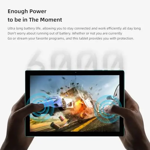 2 in 1 Tablet 10 Inch Android 14 OS Tableta, Tablets with Keyboard, Mouse, Case, Stylus, 64GB ROM+8GB RAM, 2MP+8MP Dual Camera, Quad Core Processor, 6000mAh Battery, 10.1 in FHD Tab Navy. - 5