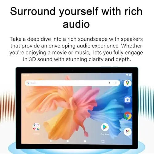 2 in 1 Tablet 10 Inch Android 14 OS Tableta, Tablets with Keyboard, Mouse, Case, Stylus, 64GB ROM+8GB RAM, 2MP+8MP Dual Camera, Quad Core Processor, 6000mAh Battery, 10.1 in FHD Tab Navy. - 6