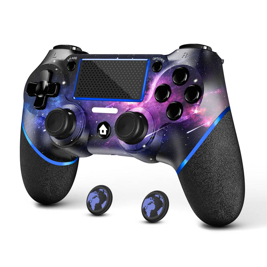 2ta Barmoq to'qimalari, Galaxy Custom Design V2 o'yin gampedi Joystigi PS4, Slim, Pro va Windows PC bilan mos keladigan AceGamer simsiz PS4 o'yin gampedi - 6