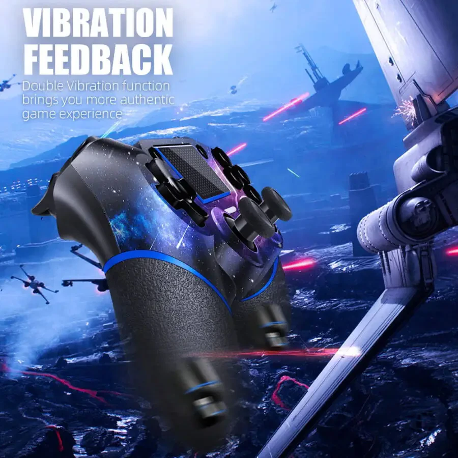 2ta Barmoq to'qimalari, Galaxy Custom Design V2 o'yin gampedi Joystigi PS4, Slim, Pro va Windows PC bilan mos keladigan AceGamer simsiz PS4 o'yin gampedi - 2