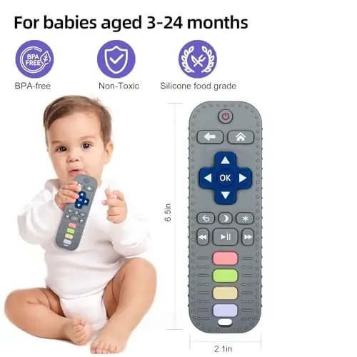 3-12-18 Aylık Bebekler ve Küçük Çocuklar için Chuya TV Uzaktan Kumandalı Dişlik, Uzaktan Kumandalı Silikon Bebek Dişlik Oyuncakları - 2