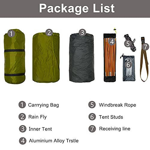 3-4 Season 2 Person Lightweight Backpacking Tent Windproof Camping Tent Awning Family Tent Two Doors Double Layer with Aluminum rods for Outdoor Camping Family Beach Hunting Hiking Travel - 6