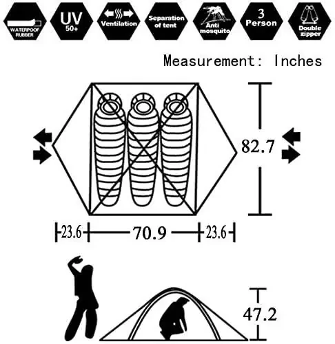 3-4 Season 2 Person Lightweight Backpacking Tent Windproof Camping Tent Awning Family Tent Two Doors Double Layer with Aluminum rods for Outdoor Camping Family Beach Hunting Hiking Travel - 2