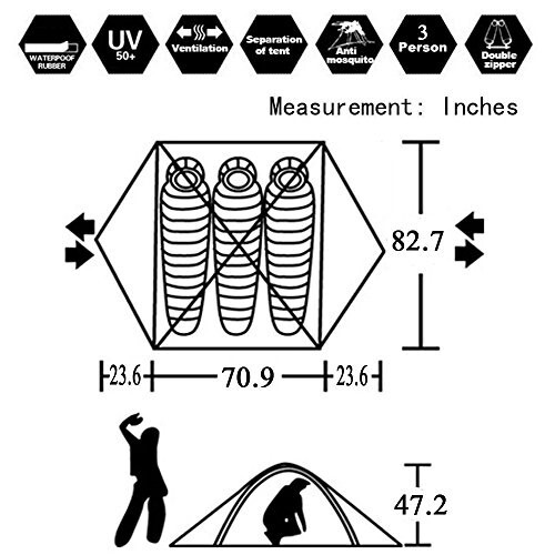 3-4 Season 2 Person Lightweight Backpacking Tent Windproof Camping Tent Awning Family Tent Two Doors Double Layer with Aluminum rods for Outdoor Camping Family Beach Hunting Hiking Travel - 2