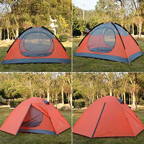 3-4 Season 2 Person Lightweight Backpacking Tent Windproof Camping Tent Awning Family Tent Two Doors Double Layer with Aluminum rods for Outdoor Camping Family Beach Hunting Hiking Travel - 3