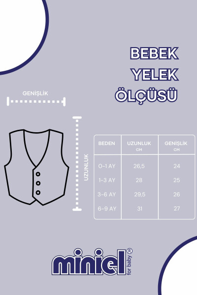 3-6-9 Ay bebekler için 3'lü kapitone yelek seti. Organik pamuklu, zürafa nakışlı, unisex. - 9