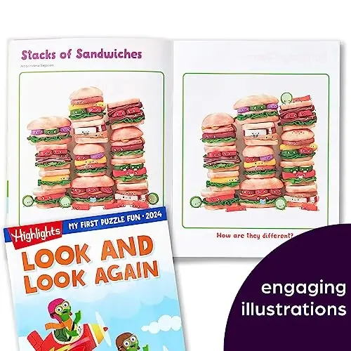 3-6 yoshli bolalar uchun Highlights for Children My First Puzzle Fun 2024 jumboq kitoblari, 4 ta kitobdan iborat to‘plam: moslashtirish, labirintlar, farqlarni topish va boshqalar. Sayohat uchun qulay, ekransiz, aql charxlovchi mashg‘ulotlar. - 3