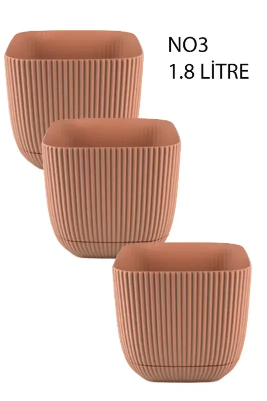 3 Adet 1.8 Kare Mercan Kare Saksı Kaktüs Sukulent Çiçek ve Bitki Saksısı No3 15x13cm-PEMBE - 1