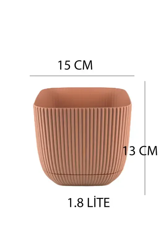 3 Adet 1.8 Kare Mercan Kare Saksı Kaktüs Sukulent Çiçek ve Bitki Saksısı No3 15x13cm-PEMBE - 2
