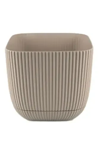 3 Adet 1.8 Litre Üç Renkli Mercan Kare No3 Saksı Plastik Bitki Çiçek Kaktüs Saksısı 15x13cm-KREM - 5