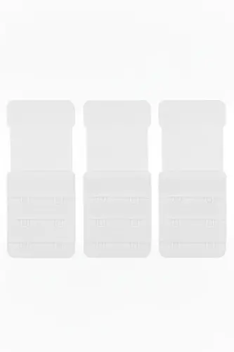 3 Adet Beyaz Lastikli Sütyen Uzatma Agrafı 2 Kancalı Ek Aparat - 1