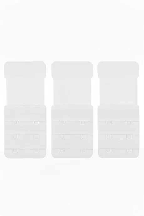 3 Adet Beyaz Lastikli Sütyen Uzatma Agrafı 2 Kancalı Ek Aparat - 2