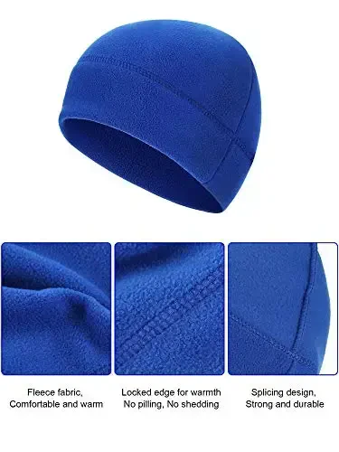 3 Pieces Winter Warm Skull Cap Soft Fleece Beanie Hat Thick Windproof Watch Cap Skiing Outdoor Warm Colored for Men Women - 5