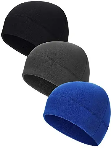 3 Pieces Winter Warm Skull Cap Soft Fleece Beanie Hat Thick Windproof Watch Cap Skiing Outdoor Warm Colored for Men Women - 1