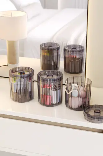 3 Adet Koʻp Maqsadli Makiyaj Kosmetik Paxta Banyo Tartibga Soluvchi Organizer Toʻplami-Rüya Füme 