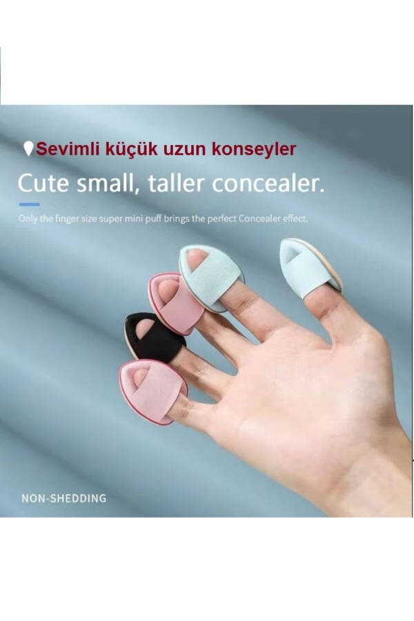 3 Adet Mini Kozmetik Puf Parmak Yüz Makyaj Sünger Göz Altı Kapatıcı Kuru Islak Bez Süngeri Concealer - 3