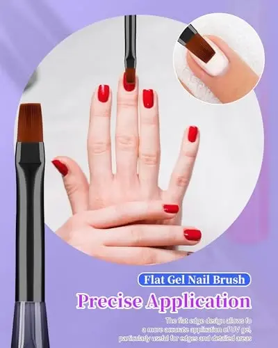 3PCS Nail Polish Clean Up Brush, Round&Falt&Angled Acetone Resistant Nail Brush for OPI Nail Polish Remover, Fingernail Cleaning Brushes at Home Nail Art and Designs(Gilded Blue) - 3