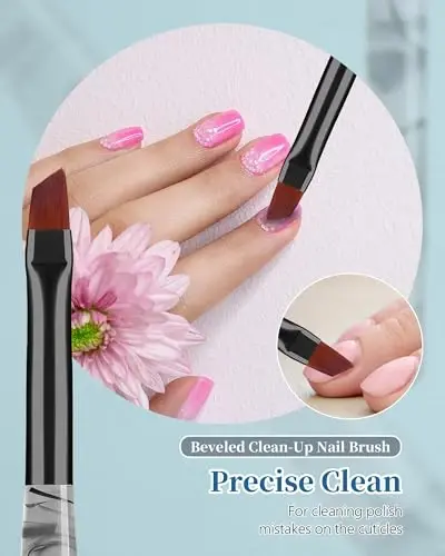 3PCS Nail Polish Clean Up Brush, Round&Falt&Angled Acetone Resistant Nail Brush for OPI Nail Polish Remover, Fingernail Cleaning Brushes at Home Nail Art and Designs(INk Black) - 5