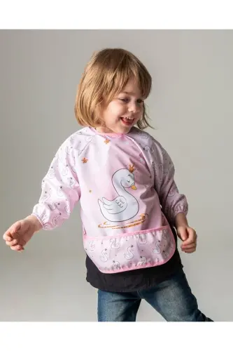 3 Adet Sıvı Geçirmez Unicor Kuğu Ayıcık Desen Bebek Mama Önlüğü 0-3 Yaş - 5