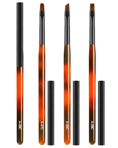 3PCS Nail Art Clean Up Brushes, Round/Angled/flat Acetone Resistant Gel Nail Polish Remover Brush, Nail Brushes for Tidying Up Polish Mishaps on Cuticles, and Nail Art Designs（Orange Black） - 1