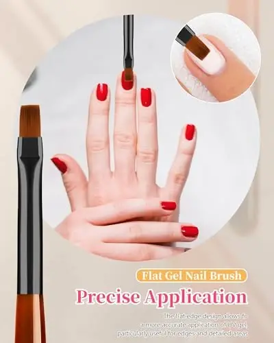 3PCS Nail Art Clean Up Brushes, Round/Angled/flat Acetone Resistant Gel Nail Polish Remover Brush, Nail Brushes for Tidying Up Polish Mishaps on Cuticles, and Nail Art Designs（Orange Black） - 5