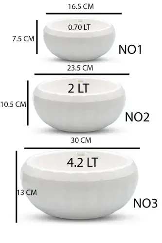 3 Arrangement Pot Set Plant Flower Cactus Succulent And Bonsai Pot-WHITE - TEMMUZ HOME (1)