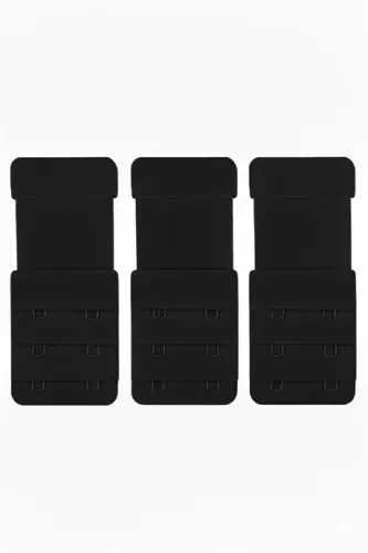 3 Black Elastic Bra Extender Hook Extension 2 Hooks - 1