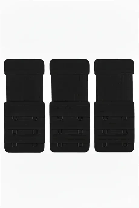 3 Black Elastic Bra Extender Hook Extension 2 Hooks - 3