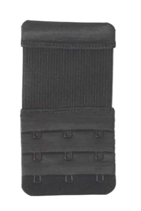 3 Black Elastic Bra Extender Hook Extension Strap Wide 3 Hook - 2
