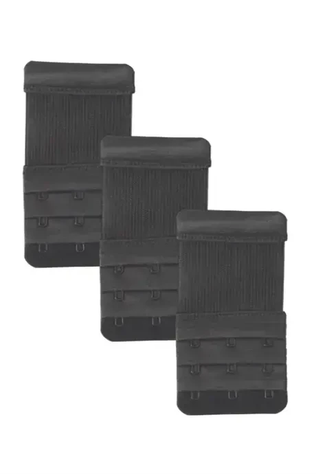 3 Black Elastic Bra Extender Hook Extension Strap Wide 3 Hook - BÜYÜKBEDENIZ