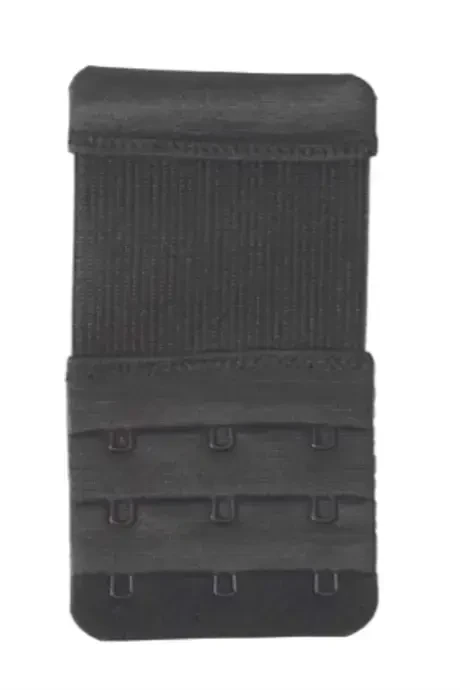 3 Black Elastic Bra Extender Hook Extension Strap Wide 3 Hook - 2