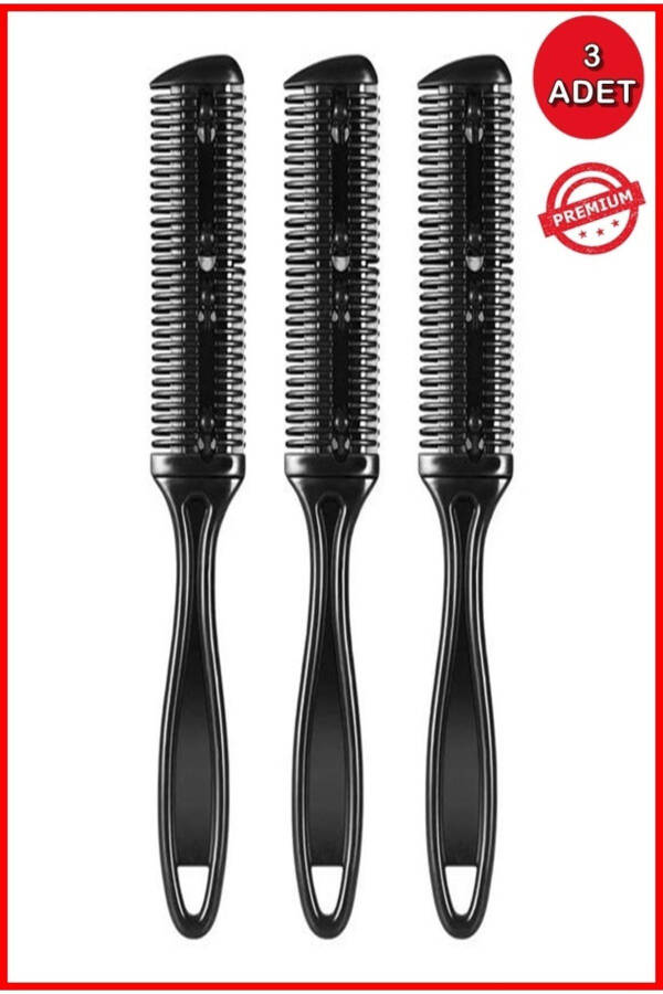 3 Black Razor Comb with Hair Cutting Razor with Trace - 1