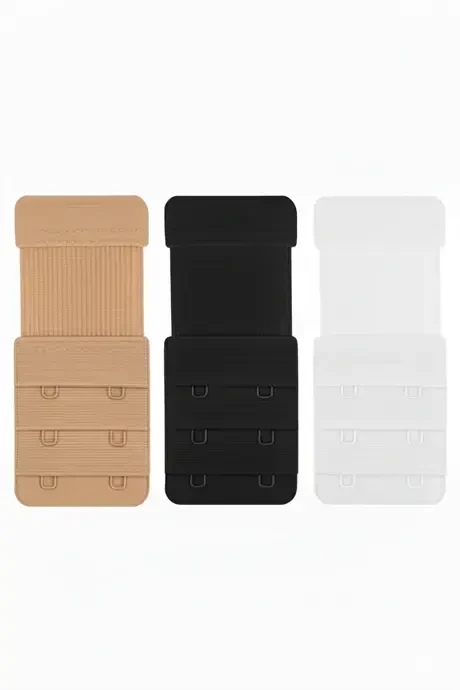 3 Black White Nude Bra Extender Hook Extension 2 Hooks - BÜYÜKBEDENIZ