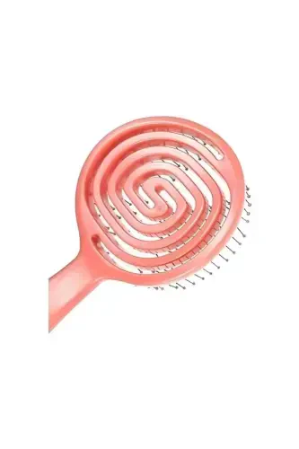 3 Boyutlu Saç Açma Tarama Fırçası Kuaför Tarak Fırça Saç Açma 3d Saç Fırçası-Yuvarlak Pembe - 3