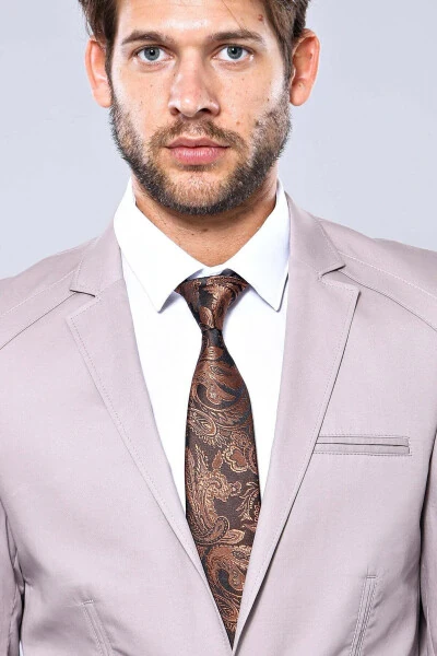 3 Cho'ntli Bir Tugmali Paxta Yelka Tikilgan Bej Jilet - Wessi - WESSI (1)