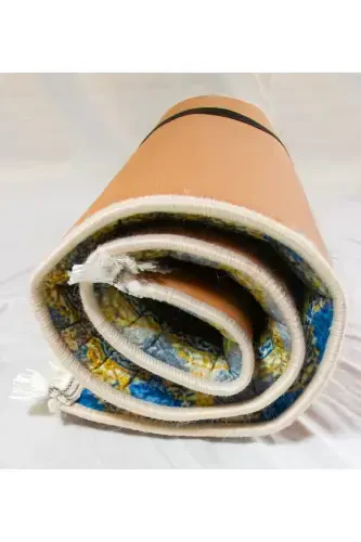 3 Cm Thick Sponge Orthopedic Velvet Prayer Rug Non-Kneading Prayer Rug-BLUE GOLD - 5