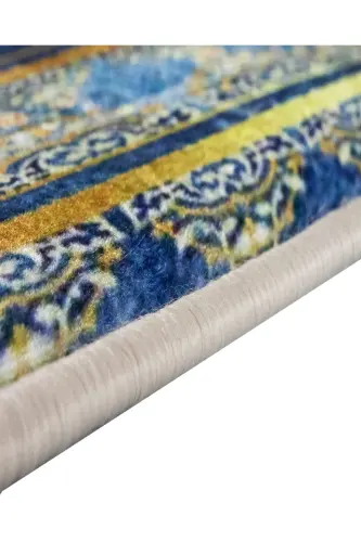 3 Cm Thick Sponge Orthopedic Velvet Prayer Rug Non-Kneading Prayer Rug-BLUE GOLD - 5