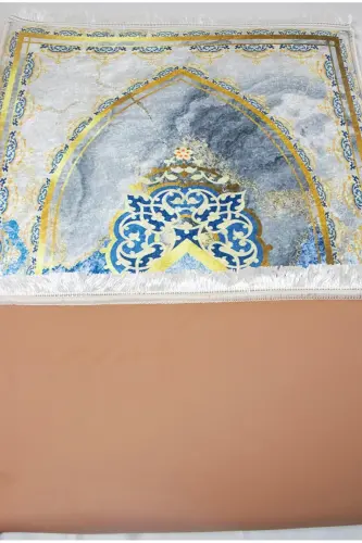 3 Cm Thick Sponge Orthopedic Velvet Prayer Rug Non-Kneading Prayer Rug-BLUE GOLD - 7