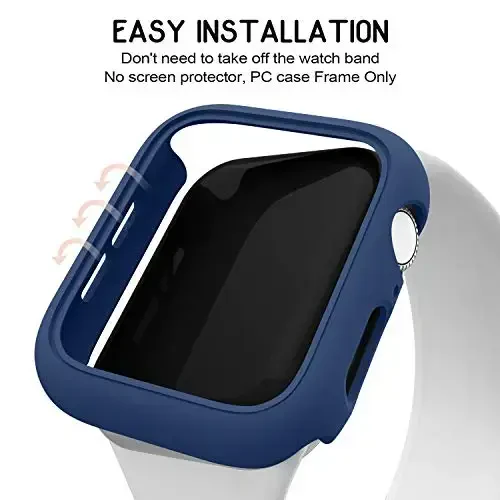 3 dona Apple Watch Case 40mm Series 6 Series 5 Series 4 / SE uchun mos keladigan, qattiq kompyuter bamperi himoya qopqog'i ramkasi [Ekran plyonkasi yo'q] iWatch Accessories 40mm uchun mos keladi, Qora/To'q ko'k/Shaffof - 3